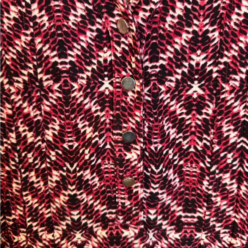 Dress Barn Pink/Black/White Button Blouse 3/4 Sleeve - Picture 5 of 8